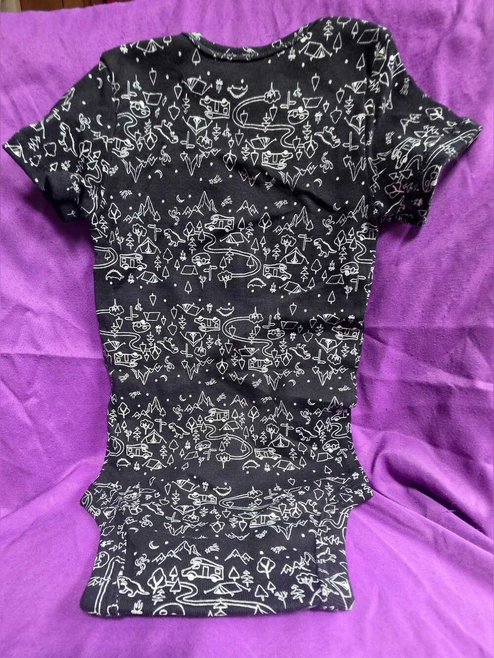 Carter's Black Onesie with White Doodle Print-12 Months